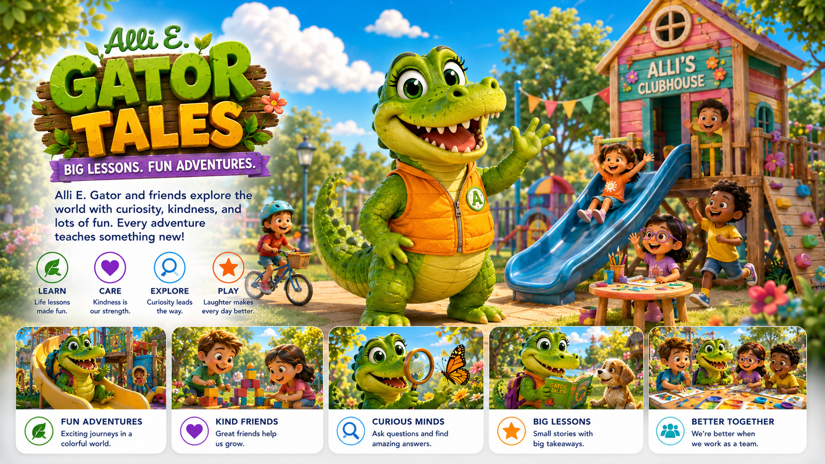 Gator Tales — bright playful adventures shaped by confidence and humor