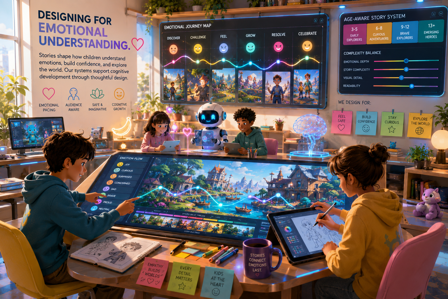 Cognitive design systems supporting emotionally readable storytelling