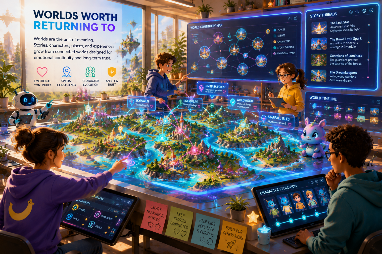 Emotionally meaningful worlds designed for long-term storytelling