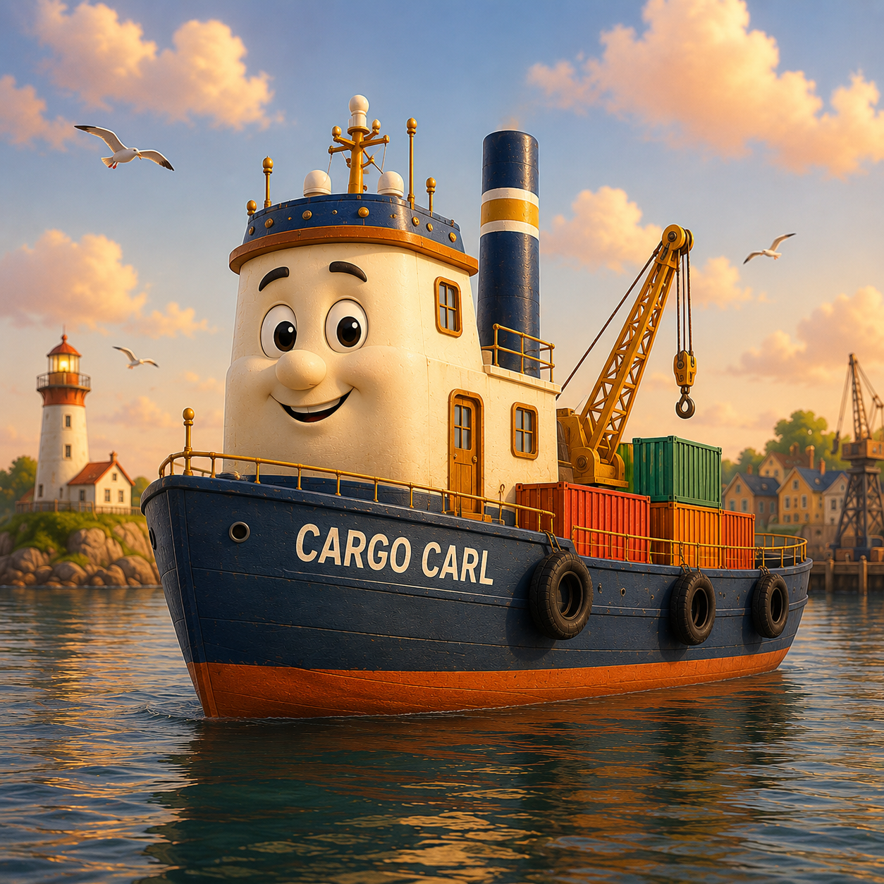 Cargo Carl, a larger working cargo ship