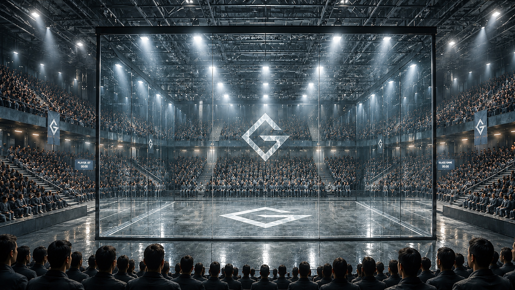 The Glass Arena under bright lights with transparent walls and wide open space